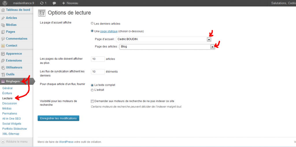 Wordpress-Blog-Cedric-Boudin-Configuration-pour-avoir-blog-sur-sa-propre-page-avec-WP-CMS